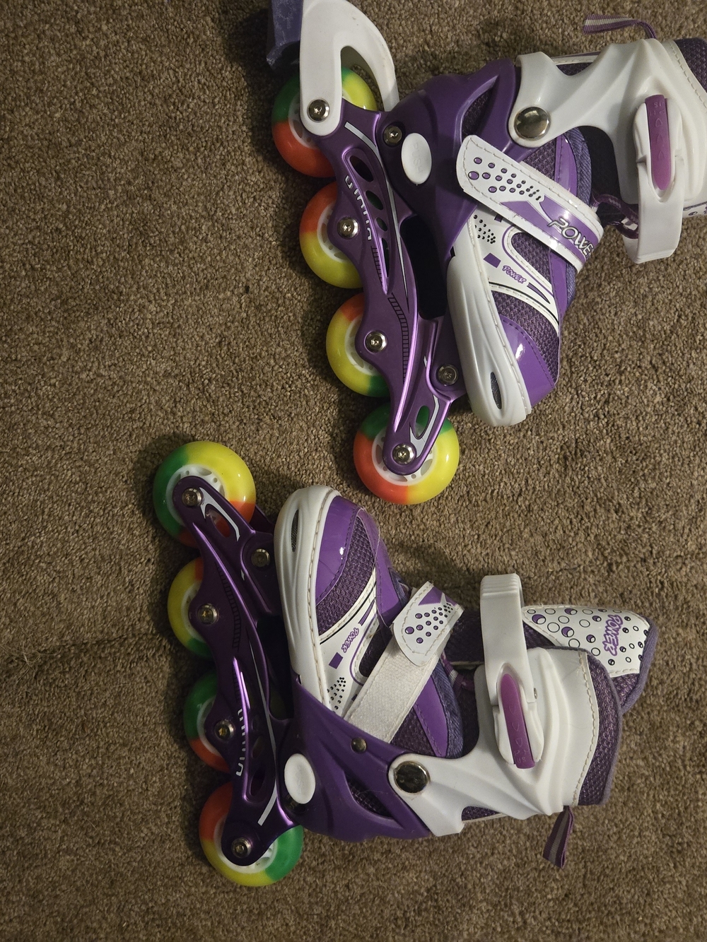 NEW Power E MOW Purple White Adjustable Inline Roller Skates SZ SMALL